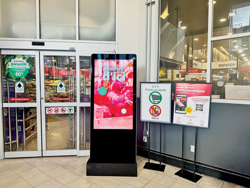 A digital display at the entrance.
