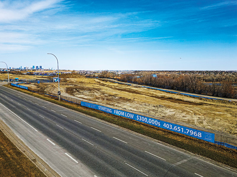 An aerial view of the signage along the highway.