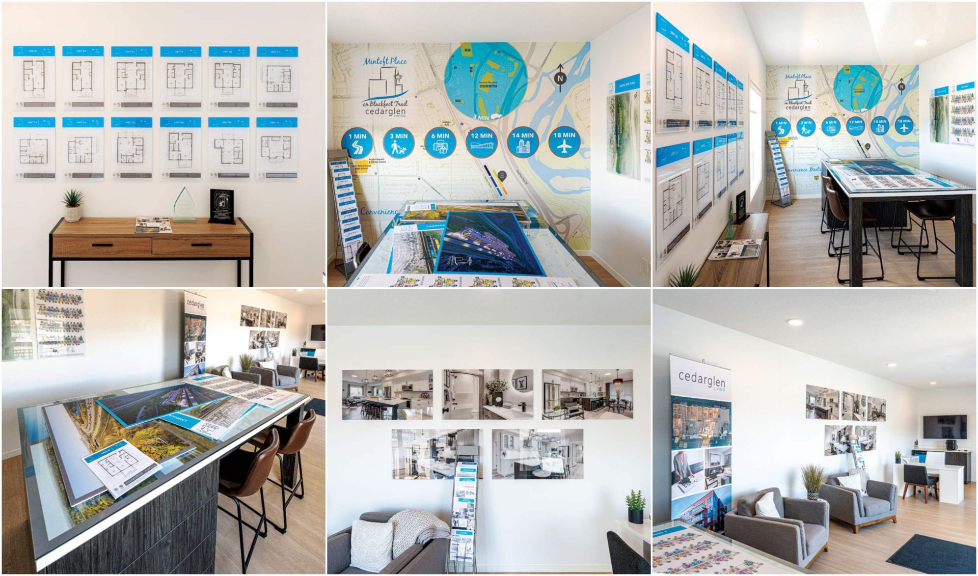 A collage of the interior signs.