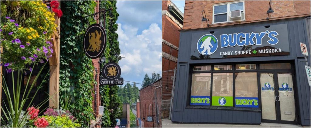 A collage of both exterior signs.