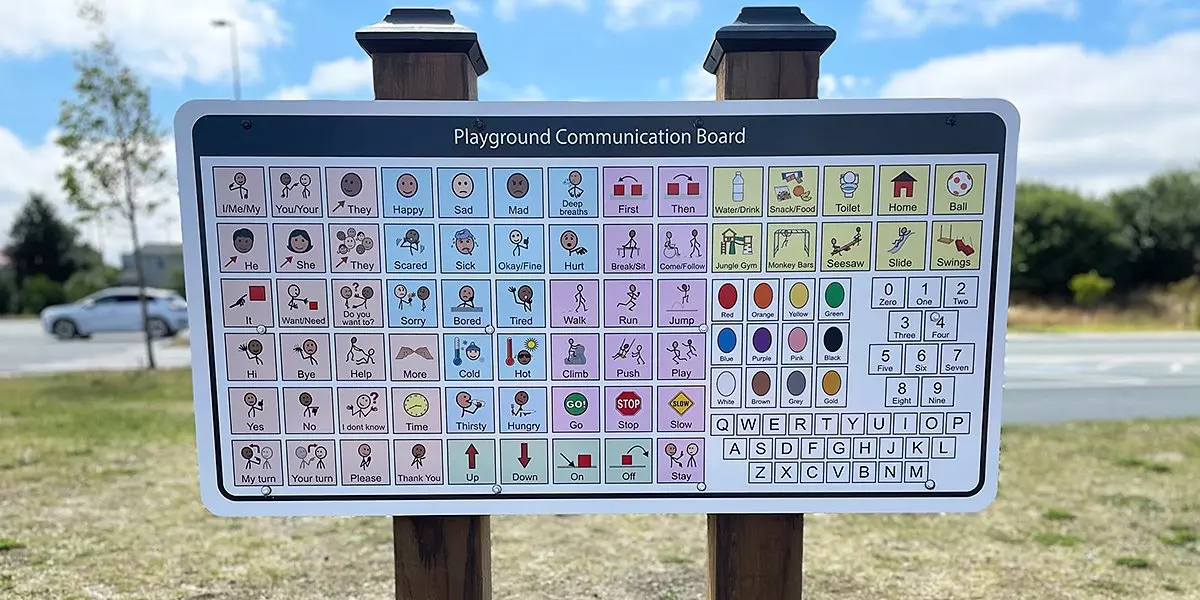 The playground sign on display.