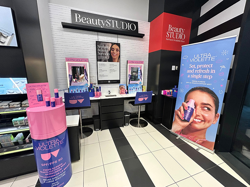 A front view of the brand activation.