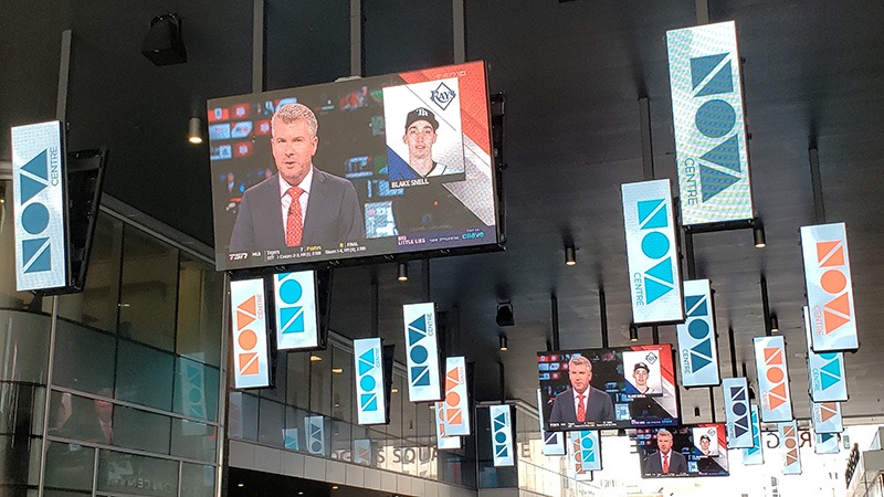 Digital signs on display.