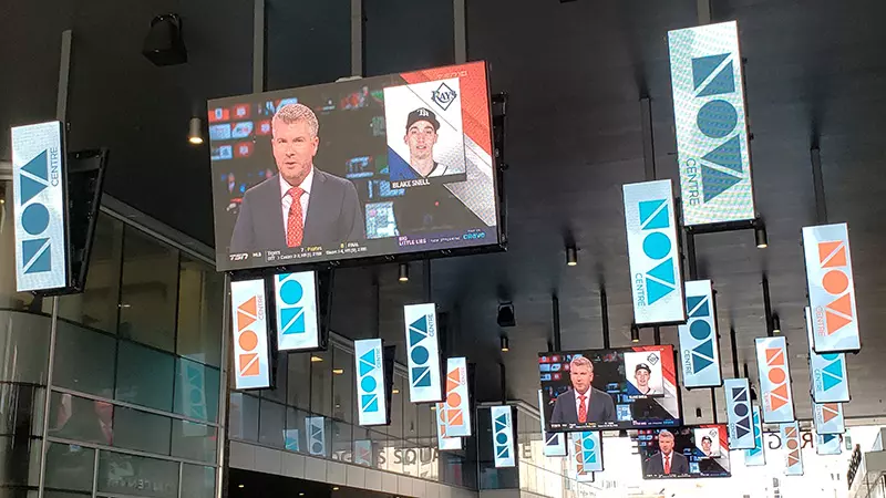 Digital signs on display.