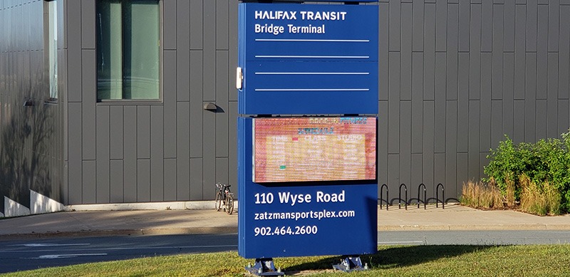 A damaged digital sign.