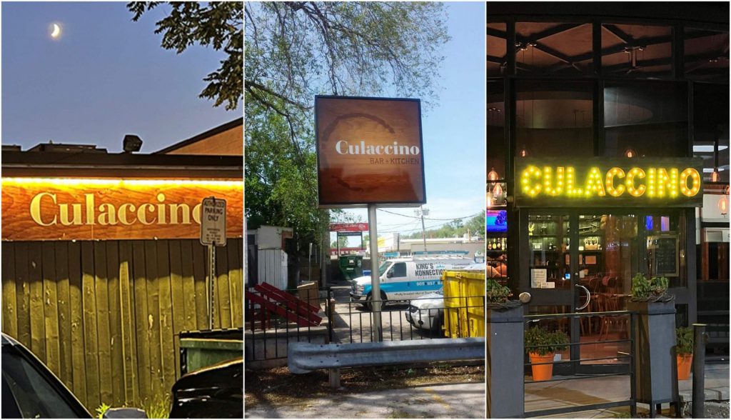 A collage of the other signs made and installed for the bar. 