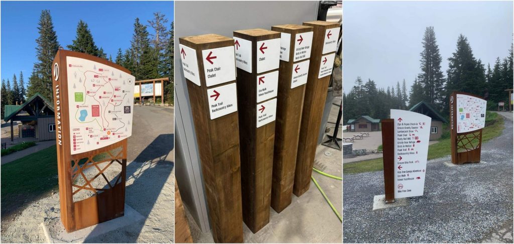 A collage of the different signs made for Grouse Mountain.