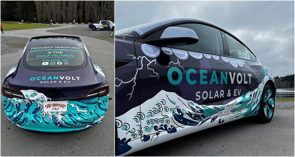 A collage of the car wrap from different angles.