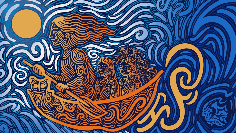 A view of the mural.