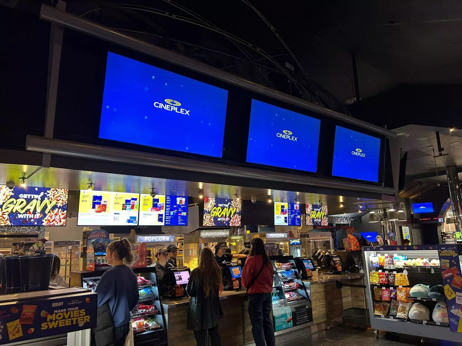 Cineplex screens at the Scotiabank Theatre in Toronto.