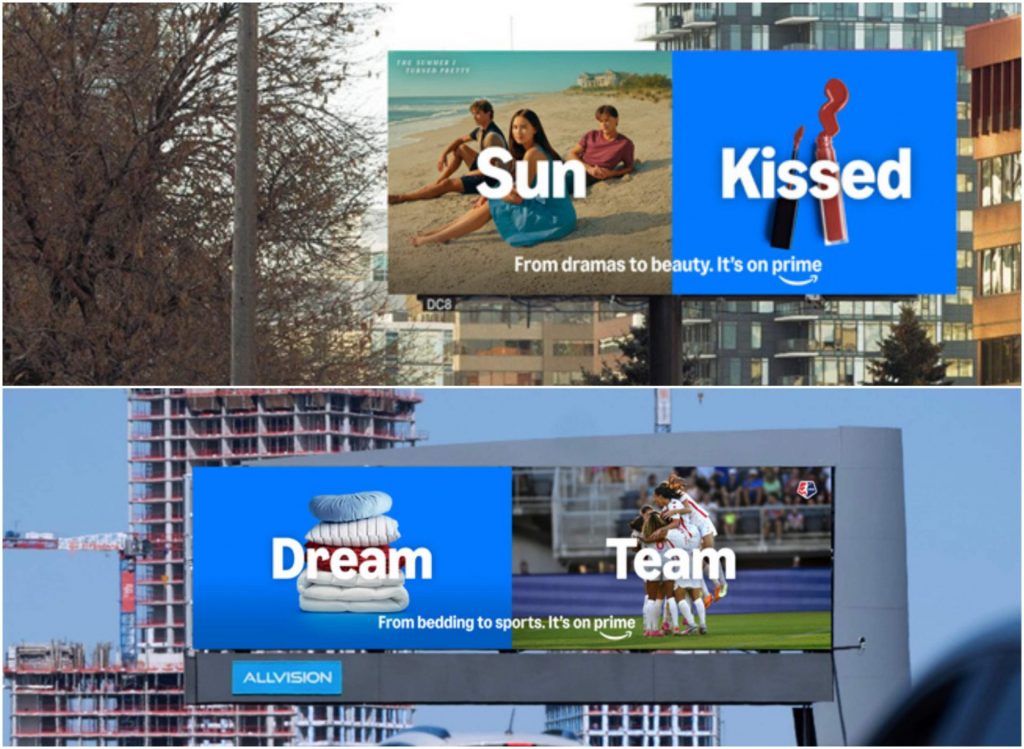 A collage of the billboards with the Prime ads activation. 