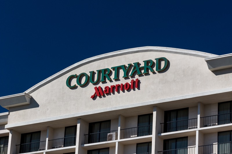 The Marriott Courtyard building sign.