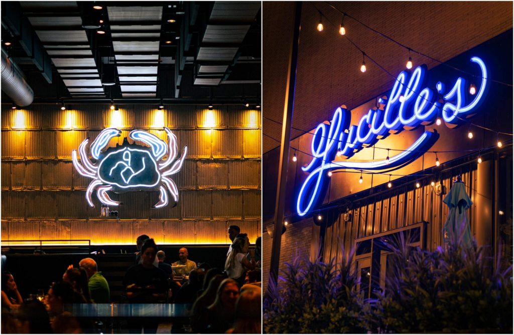 Illuminated signs collage of the Lucille's restaurant.