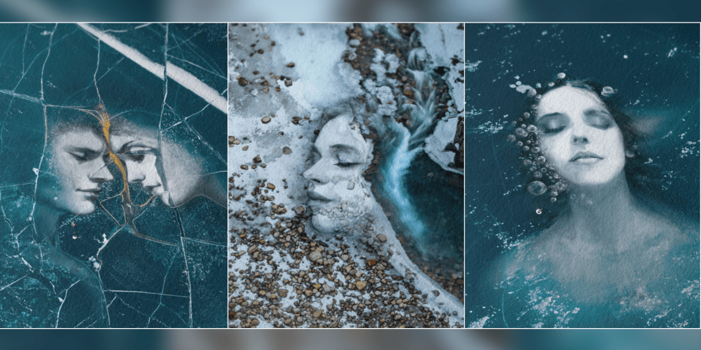 A collage of the three pieces of art that feature in RENEWAL. 