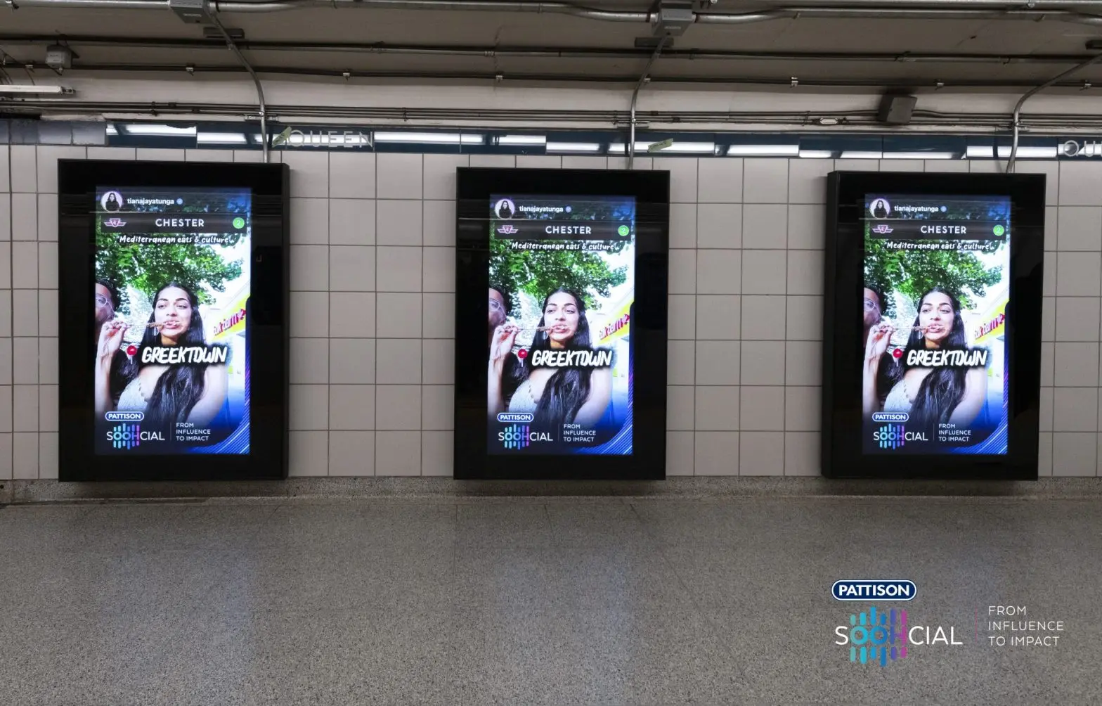 DOOH transit boards displaying social media content.