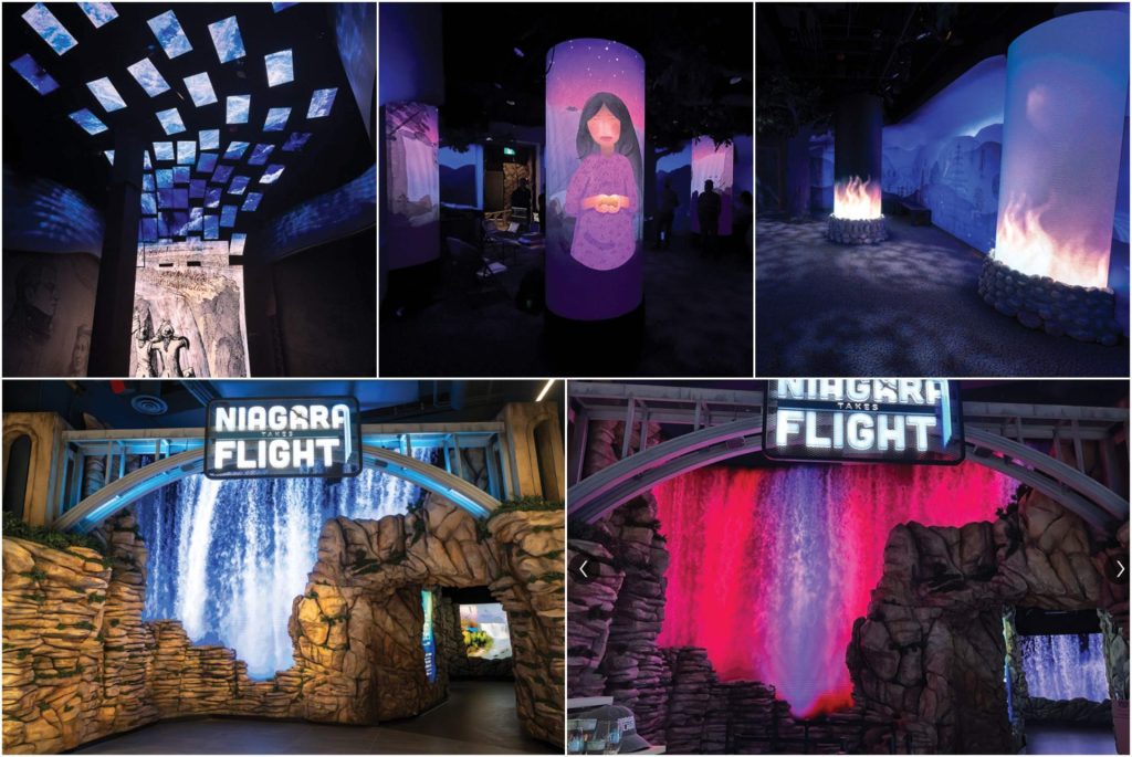A collage of the various installations across the attraction.
