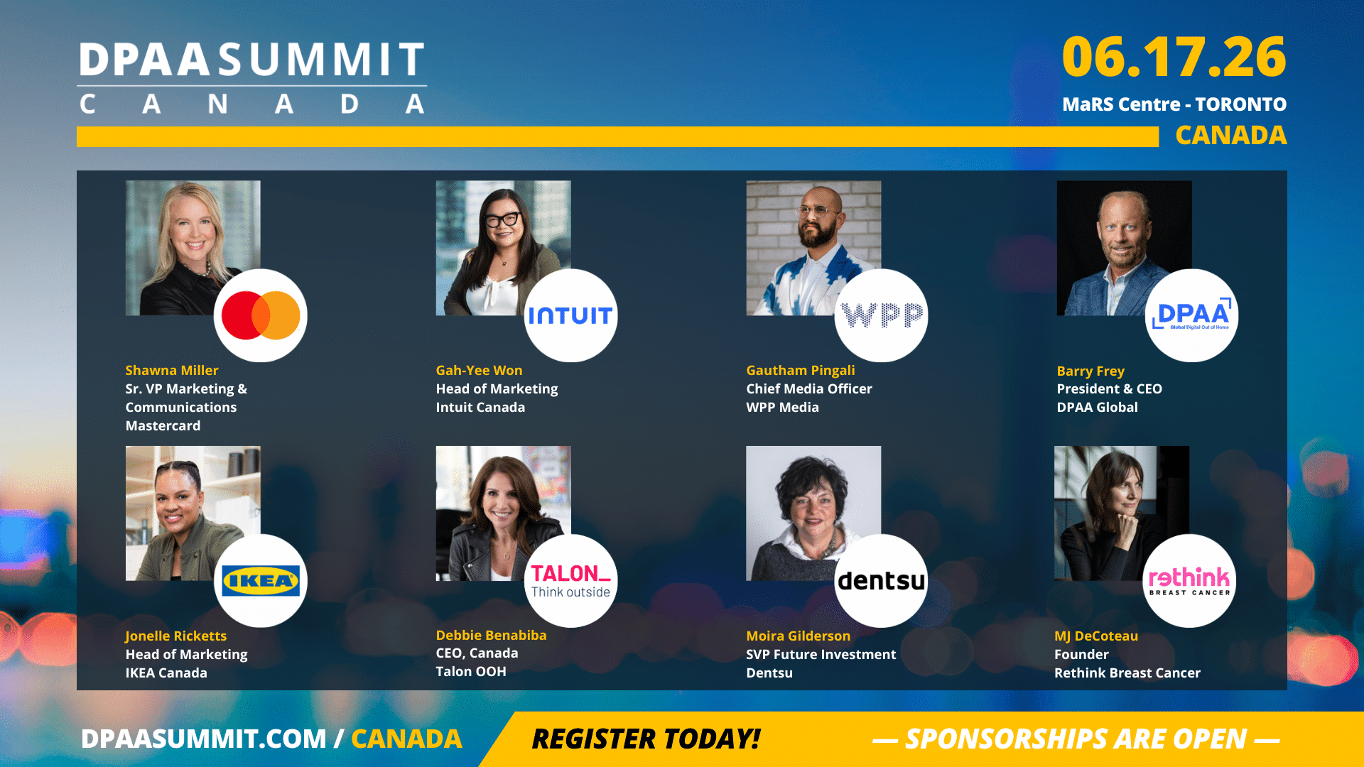 A poster for the event featuring the names and photos of all the speakers.