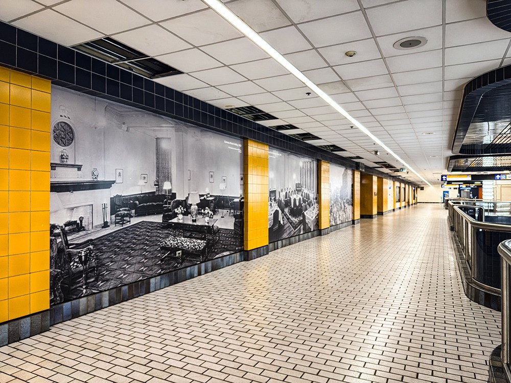A view of the line of murals at the station.