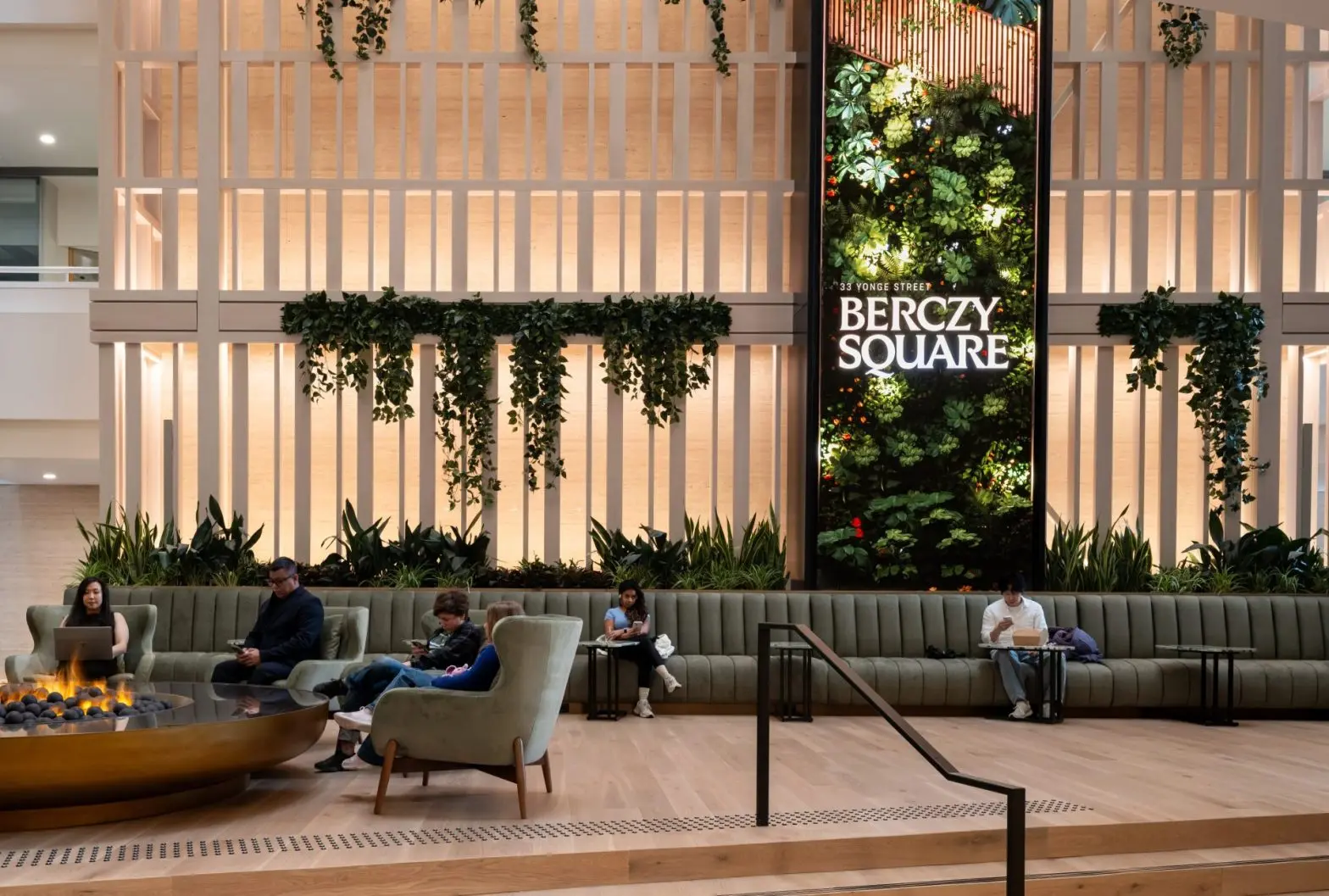 The digital display and surrounding lobby.