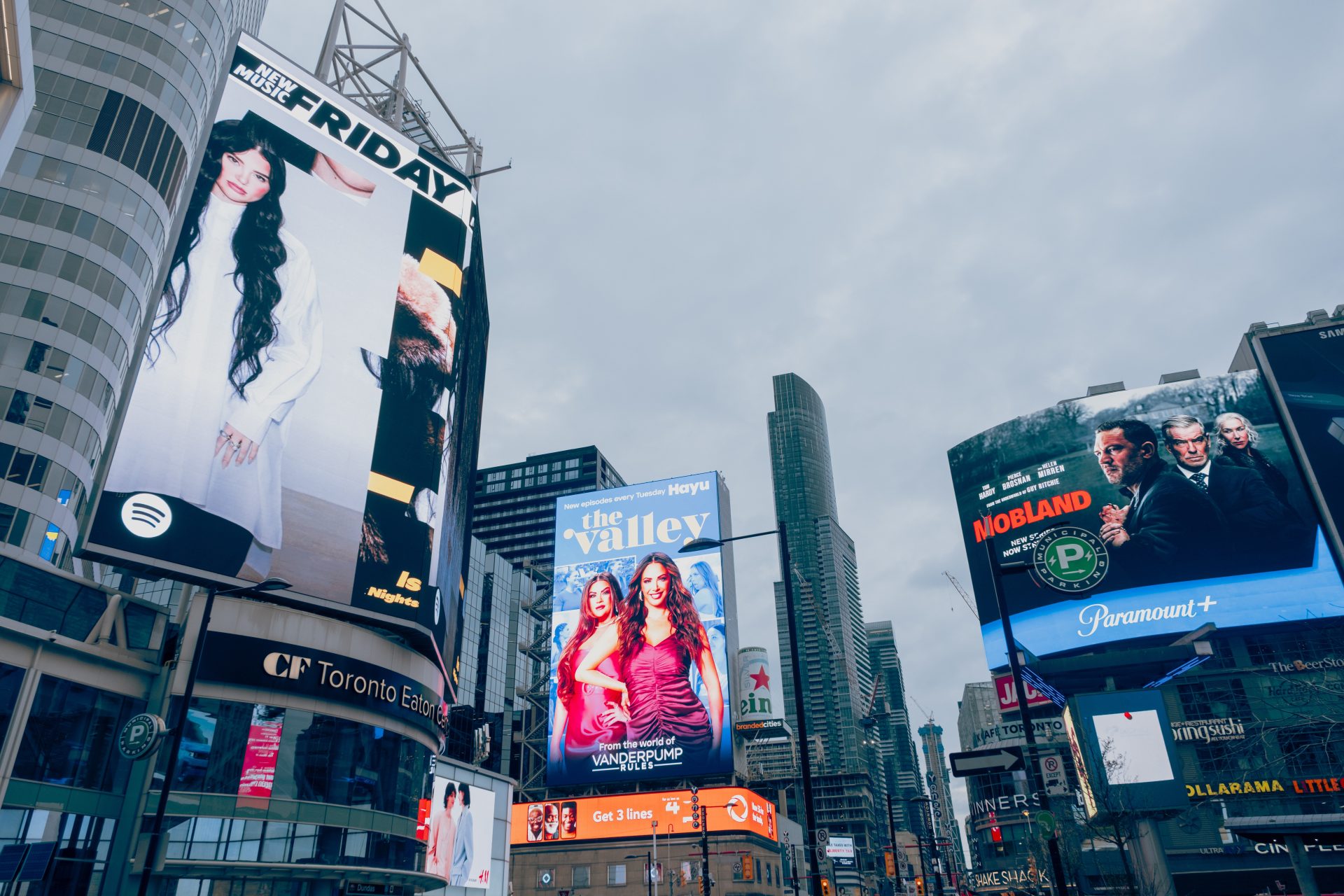 The digital billboards at Sanfoka Square.