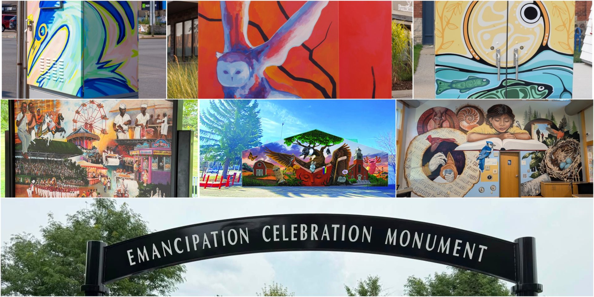 A collage of all the artwork.