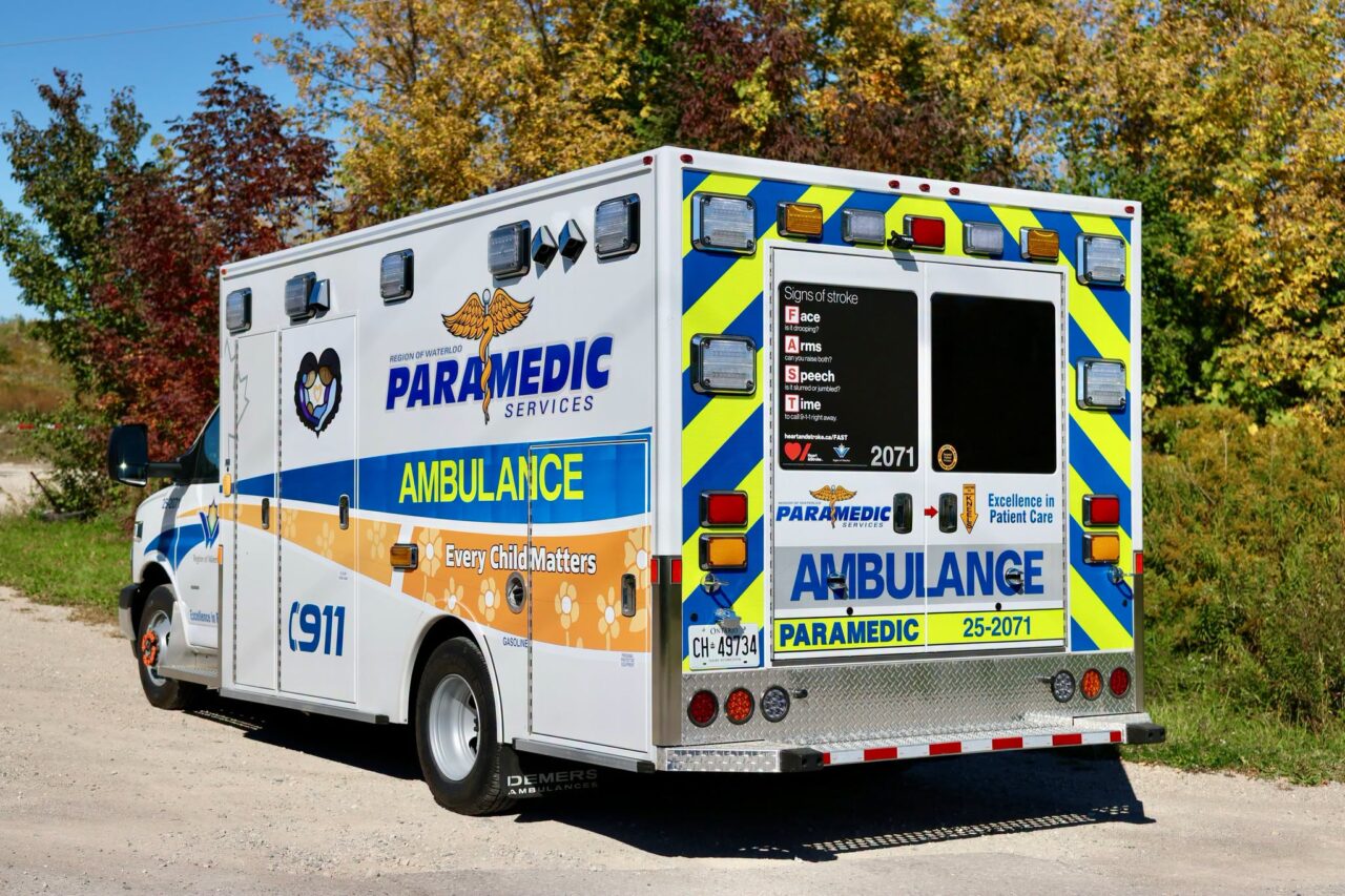An ambulance wrapped.