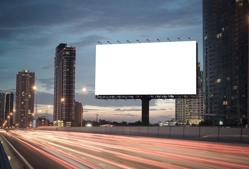 Stock image of a blank billboard.